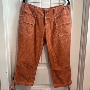 Pure Color ‘Cosmo’ Gorpcore Burnt Orange 100%‎ Ramie Capris for Women. Size 30.